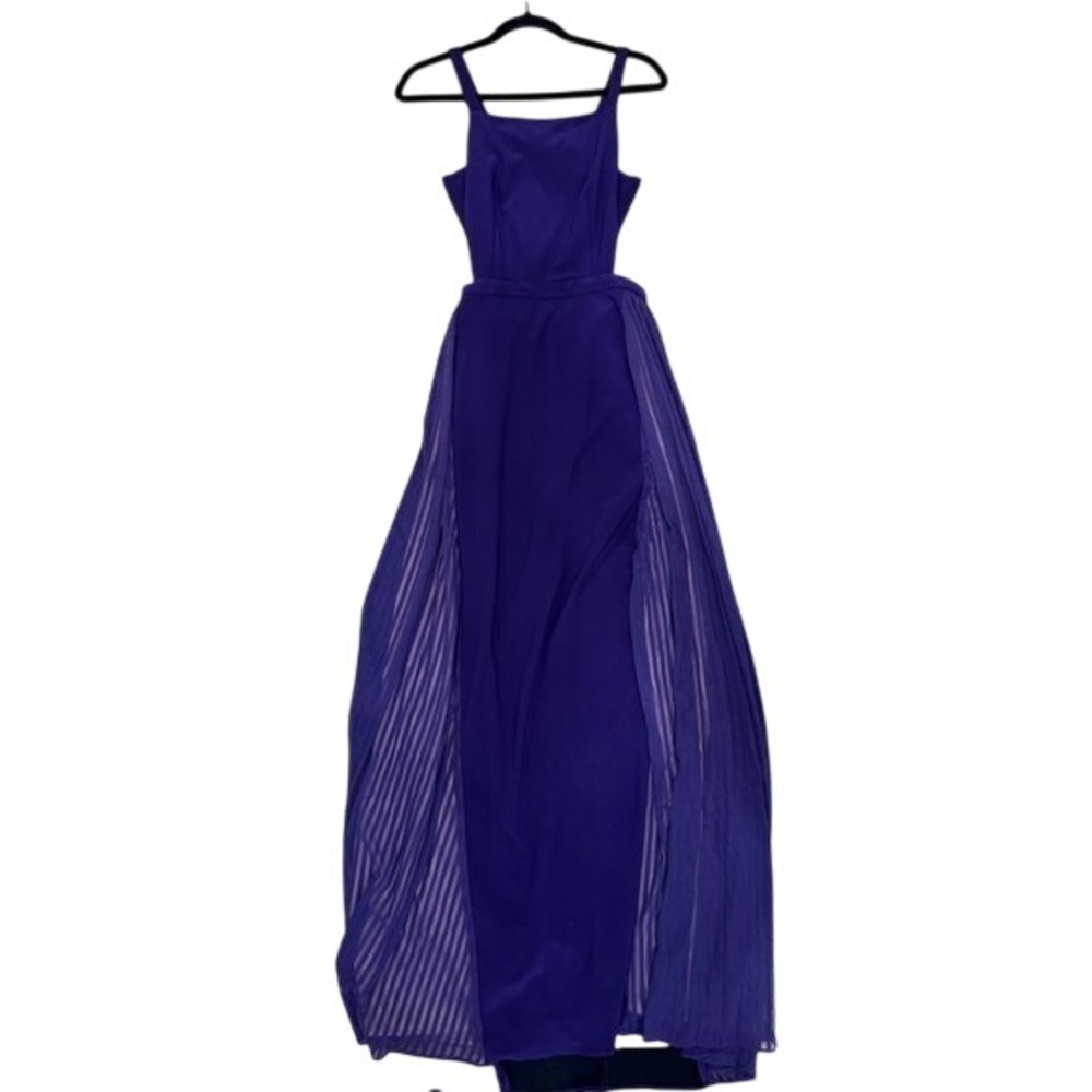 Betsy & Adam Purple Mesh Side Panel Formal Gown Maxi Dress Size 2